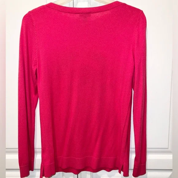 Talbots Fuchsia Lightweight Knit Top 3/4 Sleeve Sz Medium Petite - Picture 4 of 7